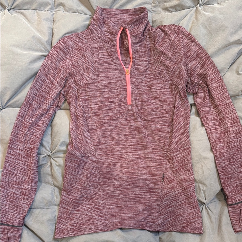 Lululemon Athletica Heathered Pink Quarter-Zip Sweatshirt